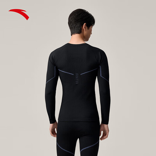 ANTA Ski Quick-Drying Sports Suit 25 Years Winter Outdoor Tight Thermal Underwear Training Basic Black/Light Blue-2 L (Male 175)