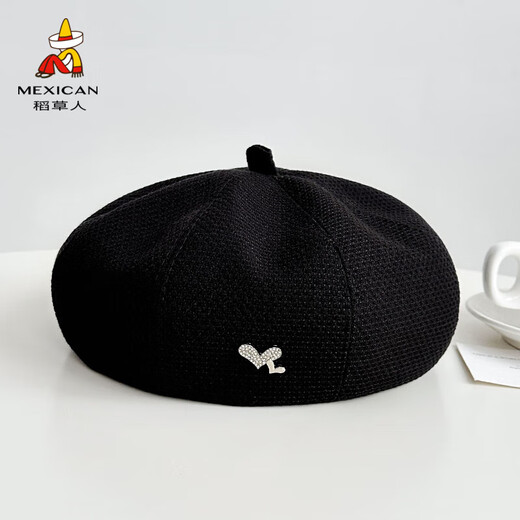 Scarecrow (MEXICAN) Beret Women's 2025 Autumn and Winter New Korean Version Face-Showing Little Love Pumpkin Hat Trendy Fashion Versatile Three-dimensional Black One Size