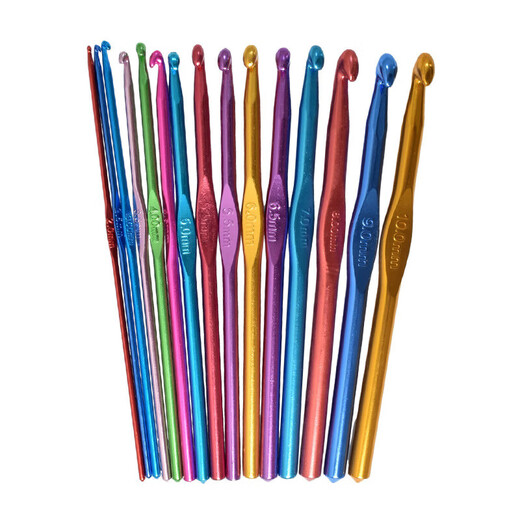 Colorful aluminum oxide crochet hooks, high-end metal crochet hooks, handmade DIY knitting tools, a complete set of wool thick crochet hooks, 4.0mm 1 piece
