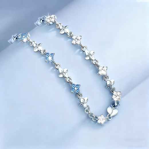 MZMZ Lucky Four Leaf Clover Platinum Bracelet for Women PT950 Platinum Bracelet Bracelet Jewelry Valentine's Day Birthday Gift for Girlfriend Same Day Delivery - Light Luxury Bracelet Pure White