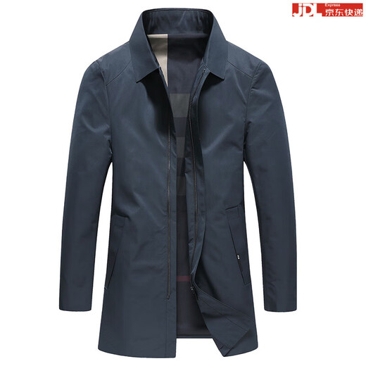 BOSS mid-length men's jacket 2024 new spring and autumn high-end windproof, anti-wrinkle, iron-free casual windbreaker for men, blue 2XL 185