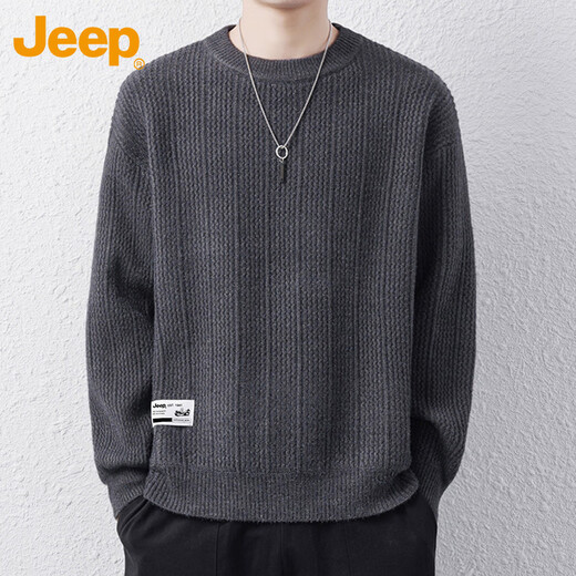 JEEP Jeep sweater men's winter round neck loose inner shirt men's knitted sweater clothes men's gray XL