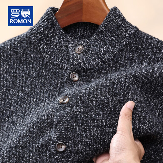 ROMON 100% pure wool sweater for men in autumn and winter new casual real pocket sweater for men with buttons knitted cardigan jacket for men
