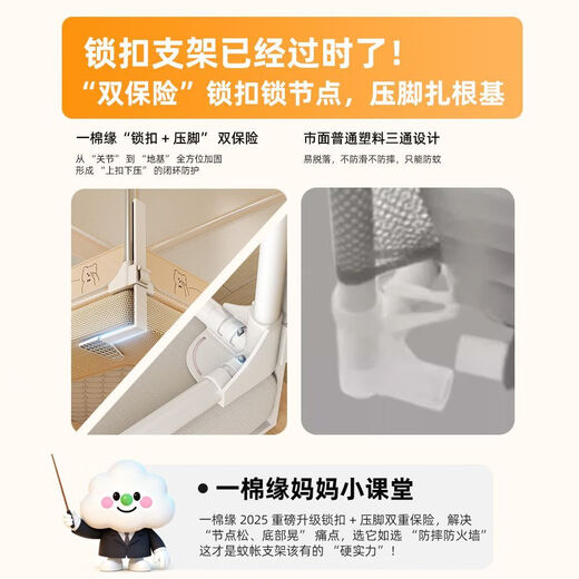 Cottonfaith lifting bed fence anti-fall mosquito net for home 1.5x2m bedroom installation-free advanced full bottom anti-falling bed baby Good Luck Wang double insurance bracket + dustproof top suitable for 1.5*2.0 high 1.7 heighten and anti-fall