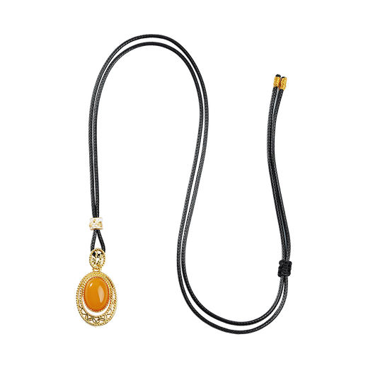 Potala Palace Beeswax Pendant Necklace High-end Niche Egg Faced Amber Sweater Chain Neck Accessories Women's Birthday Gift Beeswax Pendant