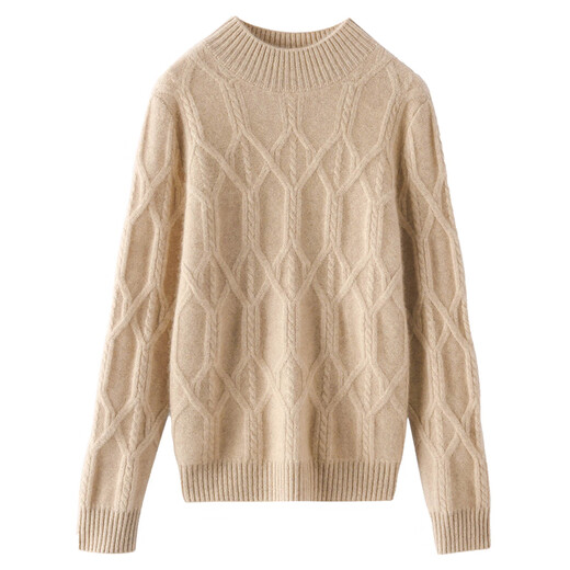 SENLIYA International Light Luxury High-end Cashmere Sweater 100 Pure Cashmere Thickened Cashmere Sweater Women's Half Turtle Collar Pullover Loose Sweater Elegant Camel S Collection and purchase will give you a gift