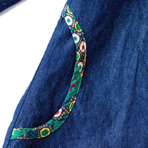 Paste denim shirt 2025 autumn new embroidered lapel middle-aged and elderly women's casual shirt navy blue 2XL