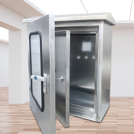 Distribution box double door stainless steel 304L outdoor rainproof and waterproof box monitoring instrument box indoor and outdoor door distribution cabinet silver stainless steel 201 plate 500x400x300mm inner door drilled as shown 1mm regular thickness