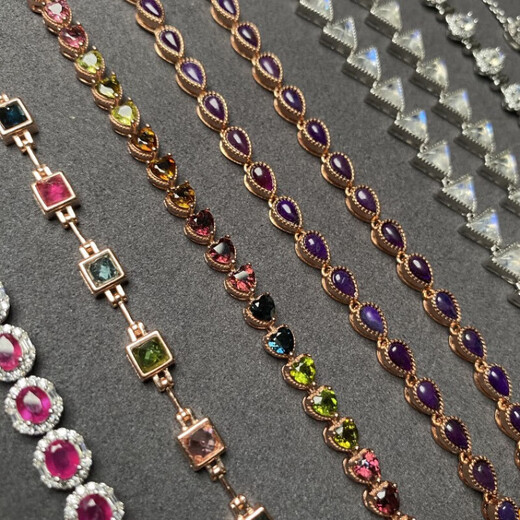 Junshi Quality Tourmaline Tanzanite Translucent Blue Moonlight Blue Ruby Emerald Aquamarine S925 Silver Inlaid 5 Tanzanite Bracelet