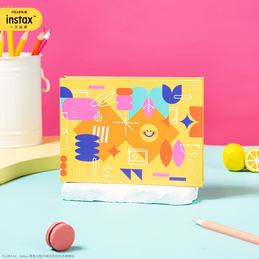 Fuji (FUJIFILM) one-time imaging photo paper wide format five-inch film wide 300/210/400/evo instant camera link wide mobile phone photo printer photo white border (20 photos) storage box + warm orange moment photo album + refrigerator magnet + frame sticker