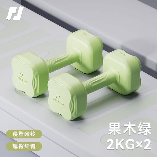 PINJIAN dumbbell women's fitness home equipment children's small dumbbell set yoga arm training hip bag gum fruit green 2kg*2