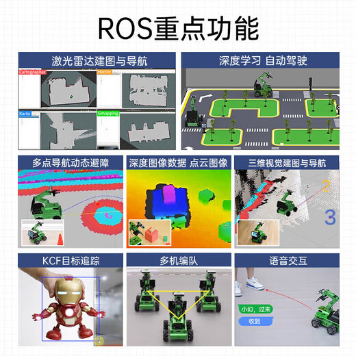 Huaner ROS2 robot JetRover SLAM navigation 3D visual programming Raspberry Pi robotic arm smart car crawler chassis/standard version A1 radar JetsonOrinNano(8G)