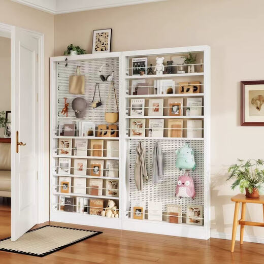 Fukai Xiangmen back hole board storage rack ultra-thin bookshelf one wall extremely narrow floor-standing storage locker three 60*150