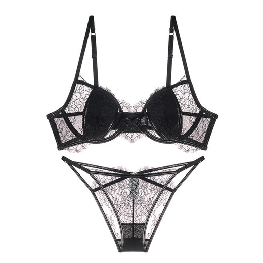 Victoria's style sexy secret French lace underwear for women with big breasts and small breasts push-up bunny ears hot girl bra gift black suit 70B 32