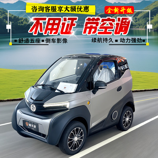 Zhilato's new four-wheeled electric vehicle new energy scooter for the elderly to pick up and drop off children Laotoule small family car women's micro mini fully enclosed battery car Yueying Gray (battery not included) Consult customer service to choose the battery