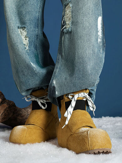 Bottes de neige 2025 hiver bottes Martin polyvalentes à semelles épaisses pour hommes et femmes chaussures de couple bottes de ski épaisses résistantes au froid et chaudes jaune 36 36