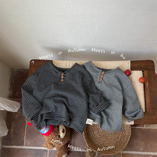 G.duck Little Yellow Duck official infant and children overalls spring and autumn 2025 new male and female baby denim jumpsuit autumn official gray bottoming shirt flagship 73cm