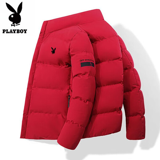 Playboy cotton coat for men winter 2025 new style coat cotton coat thickened to keep warm and cold-proof casual loose youth men's cotton padded jacket 005-khaki (scarf included) L 100-115Jin Jin equals 0.5 kg