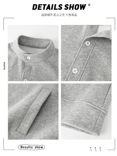 Jingyan selects American Henry collar long-sleeved POLO shirt for men in spring and autumn trendy loose heavyweight sweatshirt Korean design white floral gray M M95-115Jin Jin is equal to 0.5 kg