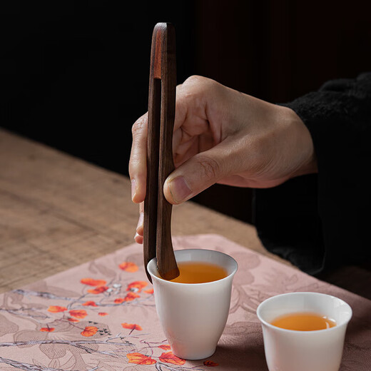Xiyuanji walnut tea clip anti-scalding copper decorated Kung Fu tea set walnut tea clip-copper wood curved clip