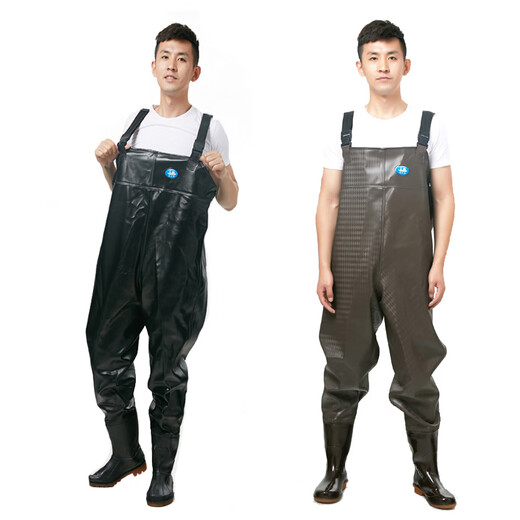 Wading pants, waterproof fishing pants, thickened half-body and full-body fishing clothing, fishing jumpsuit, raincoat, rain boots, rain pants, medium thick lightweight baby bag pants, shoe size 38