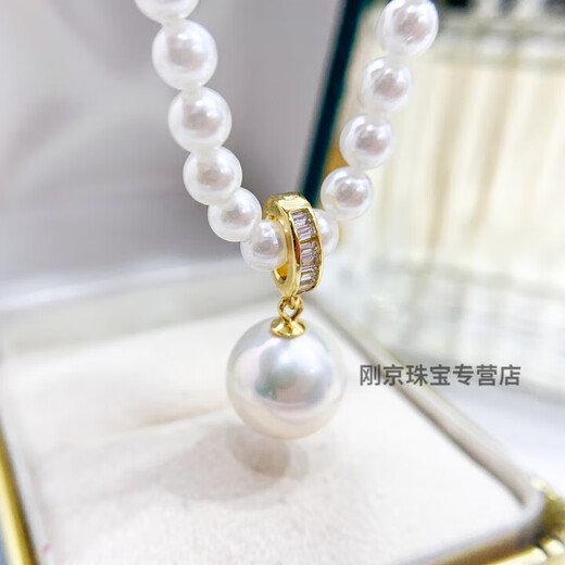 Hengjiuye DIY pearl accessories S925 silver pendant buckle empty support golden silver necklace pendant with 10-13mm round bar silver pendant empty support not including beads and chain