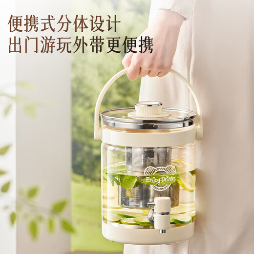 Bear Faucet Health Kettle Health Bucket Flowered Tea Bucket Kettle Tea Maker Teapot Glass Flower Teapot Electric Kettle Household 3L Large Capacity Thermostatic Pot ZDH-F30F1 0 Glue Safe Material Faucet Water Outlet Design 3L