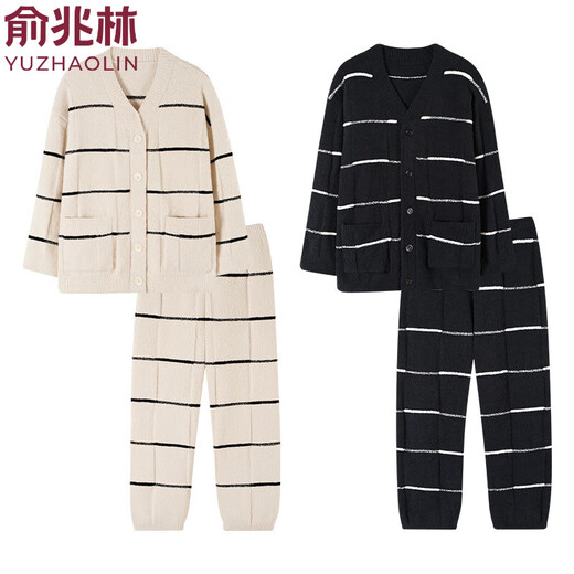 Yu Zhaolin double-sided half-velvet kimono collar V-neck cardigan couples pajamas winter thickened and warm young men and women home clothes 146012+146509 M Female