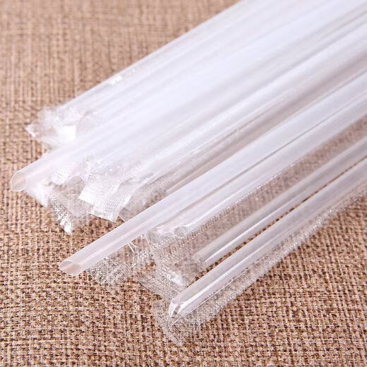 Disposable independent packaging straw transparent bent tube straight tube plastic straw milk tea drink stirring stick straight tube 5*195mm independent paper packaging 100 pieces