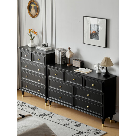 Quanyou (QUANU) 2025 New Solid Wood American Retro Chest of Drawers Bedroom Bedside Cabinet Drawer Storage Cabinet French Living Room Side Cabinet Back Warm White Solid Wood Dressing Table (Mirror and Stool Not Included) Completely delivered to home Completely assembled (table legs need to be assembled manually)