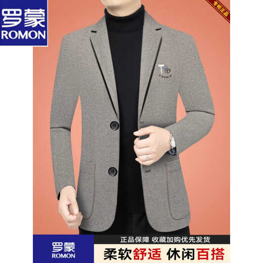 Luo Meng Suit Jacket Men's 2025 Autumn New Middle-aged Casual Wool Suit Spring and Autumn Top Dad's Clothing Brown 2579X Three Buttons Fabric S 165 Suitable for 95-100 Jin Jin equals 0.5 kg