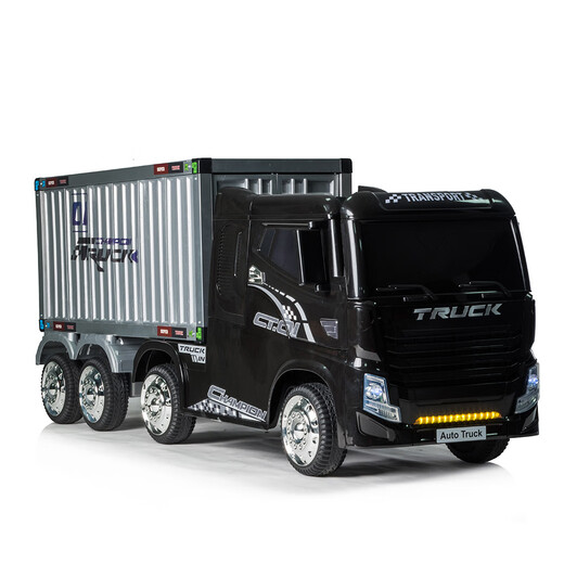 Jingxuan toy car 3-6 years old can drive and sit on children's electric car, large truck, container with remote control, four-wheel drive + wheel + leather seat + container red dual drive