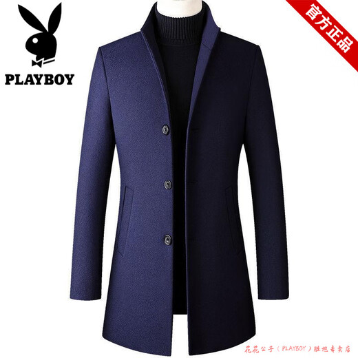 Playboy windbreaker jacket men's mid-length high-end autumn and winter 2025 woolen business woolen lapel trend new model High quality - 20 gray mid-length style Loss processing 2XL 125-140Jin Jin equals 0.5 kg