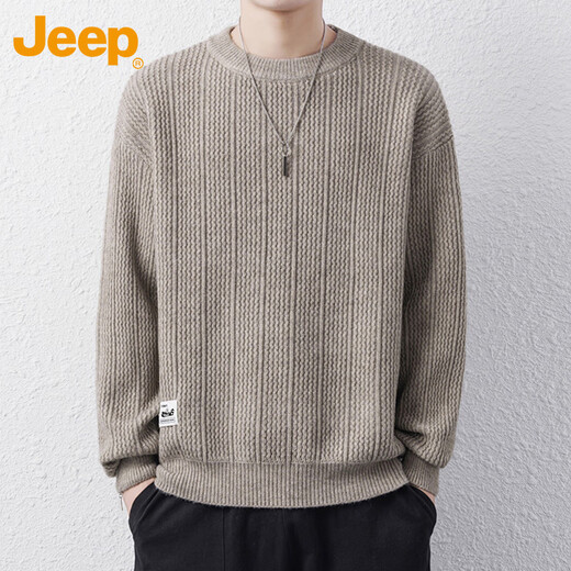 JEEP Jeep sweater men's winter round neck loose inner shirt men's knitted sweater clothes men's gray XL