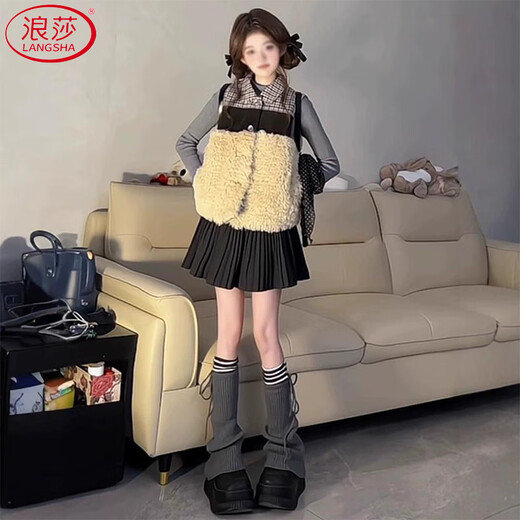 Langsha Woolen Organ Pleated Skirt Women's Winter 2025 New High Waist Slim Small Casual A-Line Skirt Short Skirt