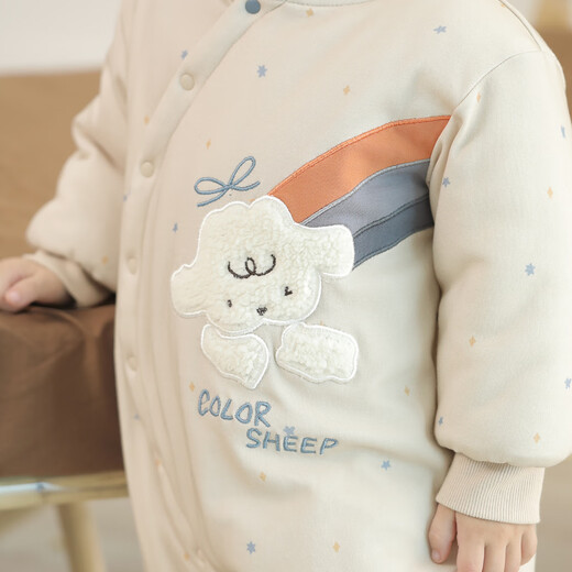 Bali Piggy Constant Temperature Mulberry Silk Baby One-piece Cotton Coat Autumn and Winter Thickened Warm Baby Clothes Newborn Cotton Jacket Starlight Blue 59cm