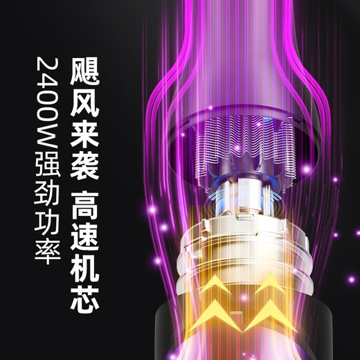 Xiaoya (XIAOYA) 2400W high-power hair salon hair dryer negative ion hair dryer blue light hair care folding hair dryer powerful high-speed large hair dryer King top version glory powder + 2000W + free air nozzle + foldable 4.5 billion blue light ion hair care typhoon-level wind movement