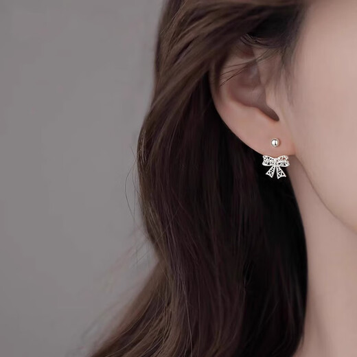 沄汧999 sterling silver needle earrings earrings for women 2025 new birthday gift girls niche earrings jewelry accessories hollow bow hook earrings pair