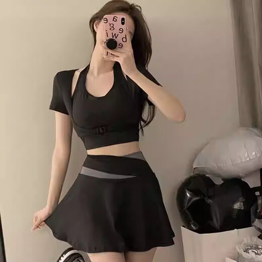 Fu Jian Yoga Suit Women's 2025 New Fitness Suit Running Sports Suit Quick-Drying Pilates Training Cycling Black Suit L Size 90-110 Jin Jin equals 0.5 kg L