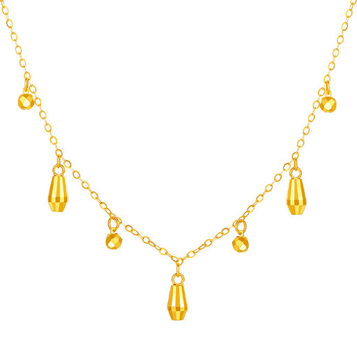 Saturday Blessing Yellow 18K Gold Necklace Women's Smart Water Drop Color Gold Necklace Birthday Gift C0622087 40+5cm