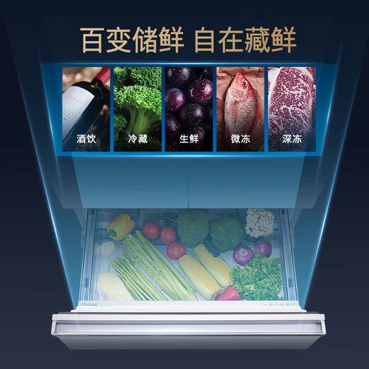 Siemens (SIEMENS) Unbounded Pro534L Refrigerador multipuerta estilo francés, súper cámara cero de oxígeno, sistema dual de doble circulación, panel de vidrio antibacteriano platino, Runyu White KF82VA420C, subsidio nacional