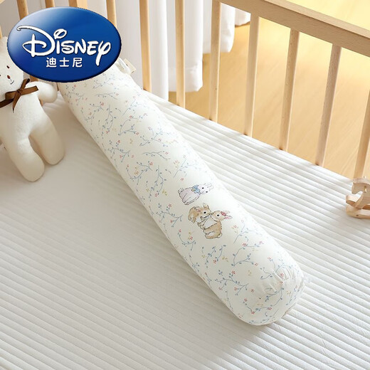 Disney baby pillow pure cotton soothing side sleeping leg clamp cylindrical long pillow newborn baby bed fence anti-collision removable and washable plaid bear-coat + liner 60x11cm