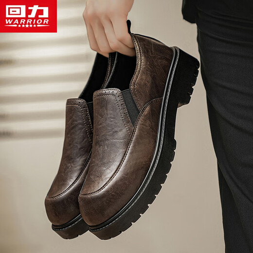 Pull back men's leather shoes 2025 autumn and winter new style slip-on soft sole men's business casual formal shoes brown 40