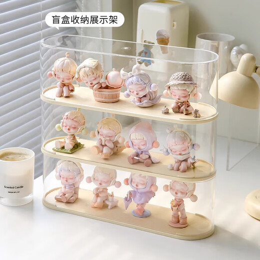 Blind box storage display stand Bubble Mart display cabinet small figurine doll doll cloth transparent dust-proof box arc single layer * 1 pack - free of glue / thickened and strong