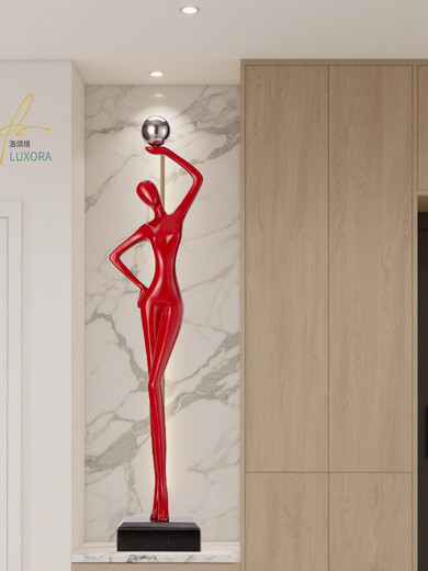 ZOCI入户玄关摆件竖高人物雕塑入户玄关细高装饰人物壁龛瘦长客厅旁 宝石红号83高