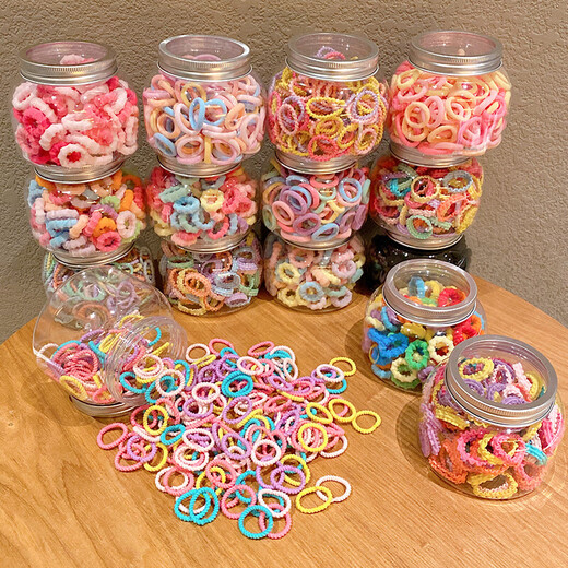 900 pieces of unique children's rubber bands that won't hurt hair. Baby hair ties and hair ties for little girls to tie their hair. Rubber band hair accessories. Hot sale 400 pieces of rubber bands. Free jar. No Specifications.