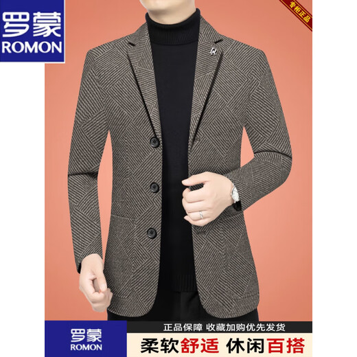 Luo Meng Suit Jacket Men's 2025 Autumn New Middle-aged Casual Wool Suit Spring and Autumn Top Dad's Clothing Brown 2579X Three Buttons Fabric S 165 Suitable for 95-100 Jin Jin equals 0.5 kg