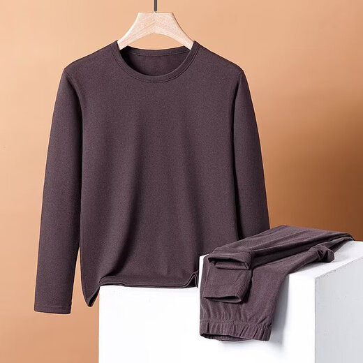 Autumn clothes and autumn trousers set for men, cotton sweaters, sweaters and linen pants, thin, versatile, thermal underwear for men, winter, light gray 5XL