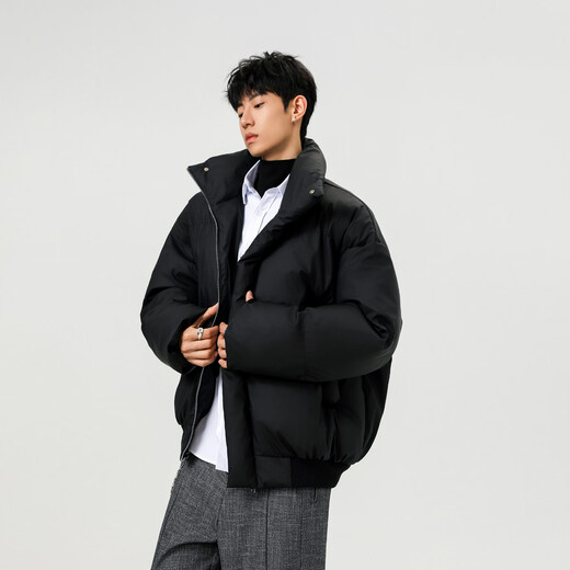 OEMG thickened leather and cotton clothing for men in autumn and winter trendy brand warm tops jackets with stand collar American retro versatile jacket gray high quality 3XL recommended 150-170Jin Jin equals 0.5 kg