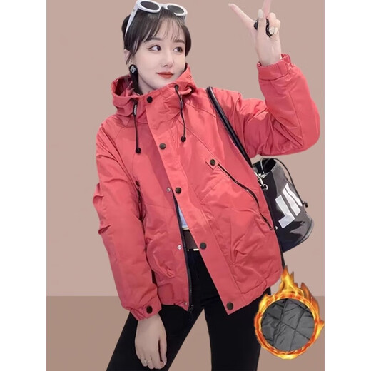 Semir Semir short coat for women in autumn and winter new popular quilted thickened fashionable jacket sports style jacket top Semir Khaki Green (Padding Style) Thickened